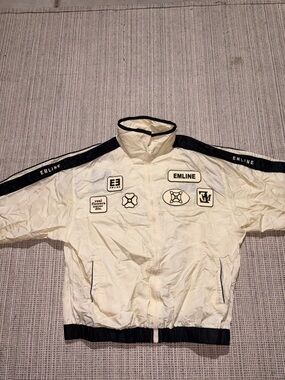 EMLINE Men's Satin Windbreaker Top Size L